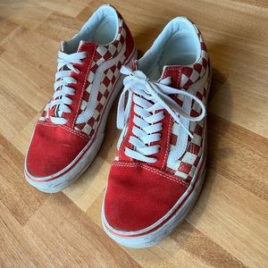 Vans old skool red checkerboard size 8 W (6.5M)